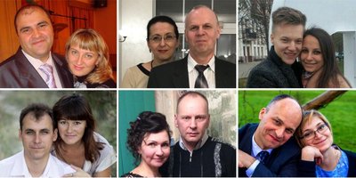 In the photo from left to right, from top to bottom: Artem and Alevtina Bagratyan, Vladimir and Tatyana Alushkin, Sergey and Valeria Rayman, Dmitry and Elena Barmakin, Mikhail and Elena Popov, Sergey and Anastasia Polyakov