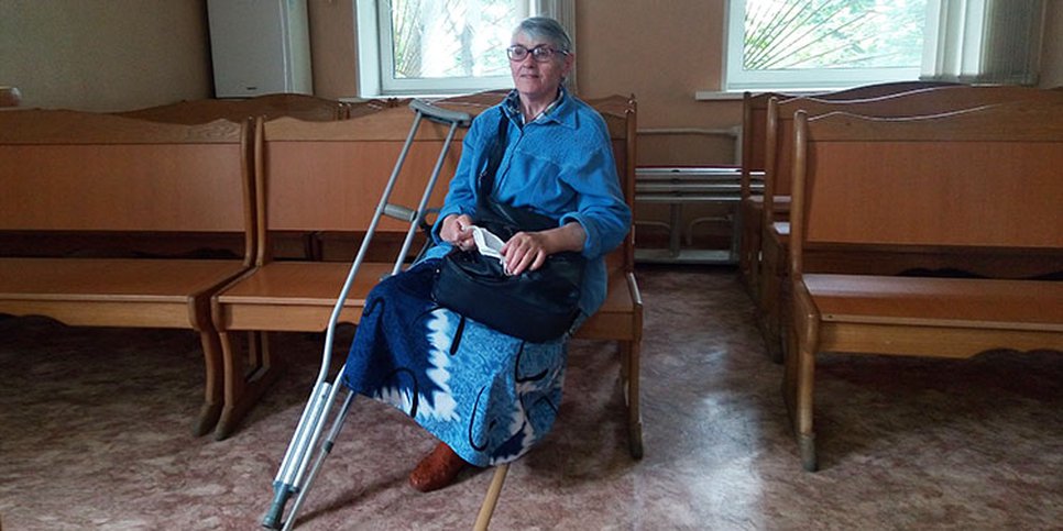 Sur la photo : Lyudmila Shut dans la salle d’audience le 31 août 2020.