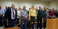 From left to right: Vitaliy Komarov, Ivan Chaykovskiy, Sergey Shatalov, Yuriy Chernyshev and Vardan Zakaryan on the day of the verdict