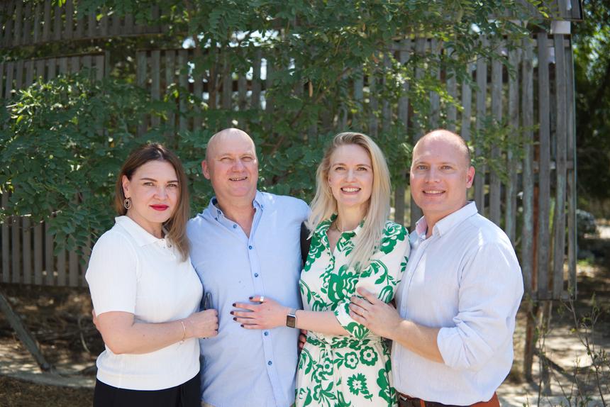 Sergey Klinmov with his wife Yulia, daughter and son-in-law