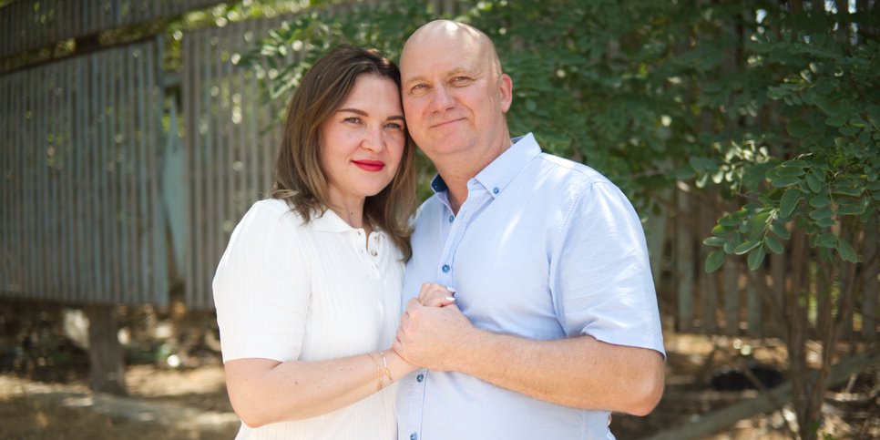 Sergey Klimov and his wife Yulia on a day of release