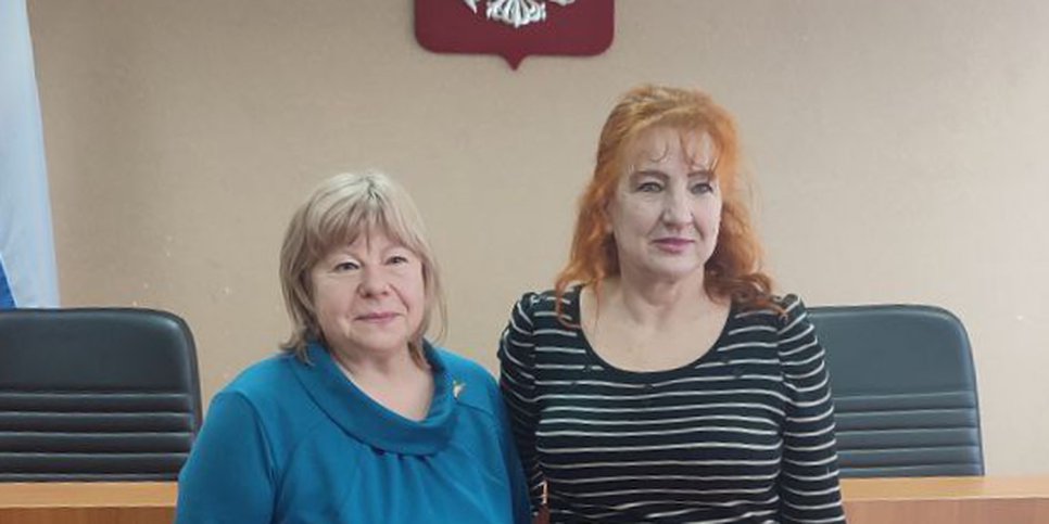 Tatiana Galkevich et Valentina Vladimirova dans la salle d’audience le jour de l’annonce du verdict, le 14 février 2024