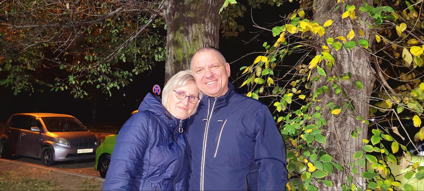 Vitaliy Zhuk with his wife Tatyana after being released from the pretrial detention center. October 10, 2024