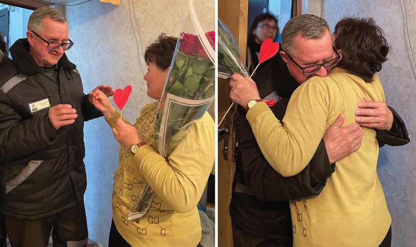 Encuentro de Vladímir Piskarov con su esposa, Tatiana, tras su liberación. 9 de abril de 2025