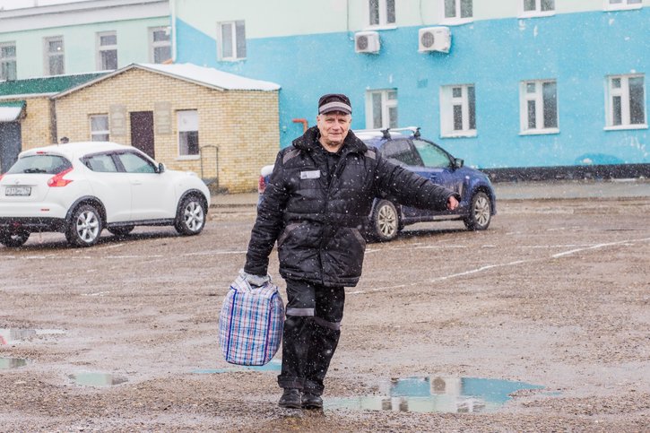 Nikolay Voishchev in front of the correctional facility