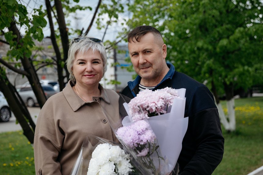 Vitaliy e sua esposa, Marina.